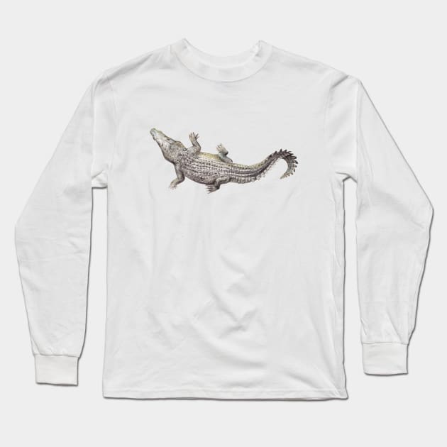 Watercolor Crocodile Long Sleeve T-Shirt by wanderinglaur